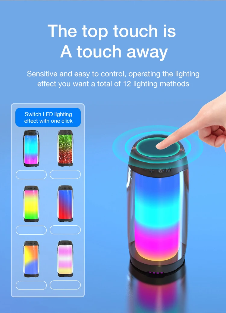 

Bluetooth-динамик с полноэкранным 3D ярсветодиодный светодиодным освещением, отличные басы, беспроводная звуковая коробка, TF-карта