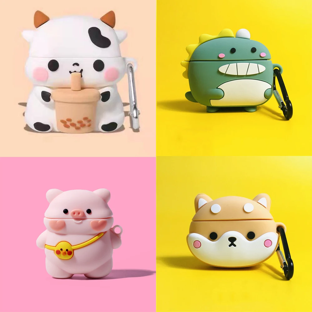 

3D Cute Cartoon Animal Earphone Case for AirPods 3 2 1 Generation Case Silicone Headphones Cover for Apple Airpods Pro Case