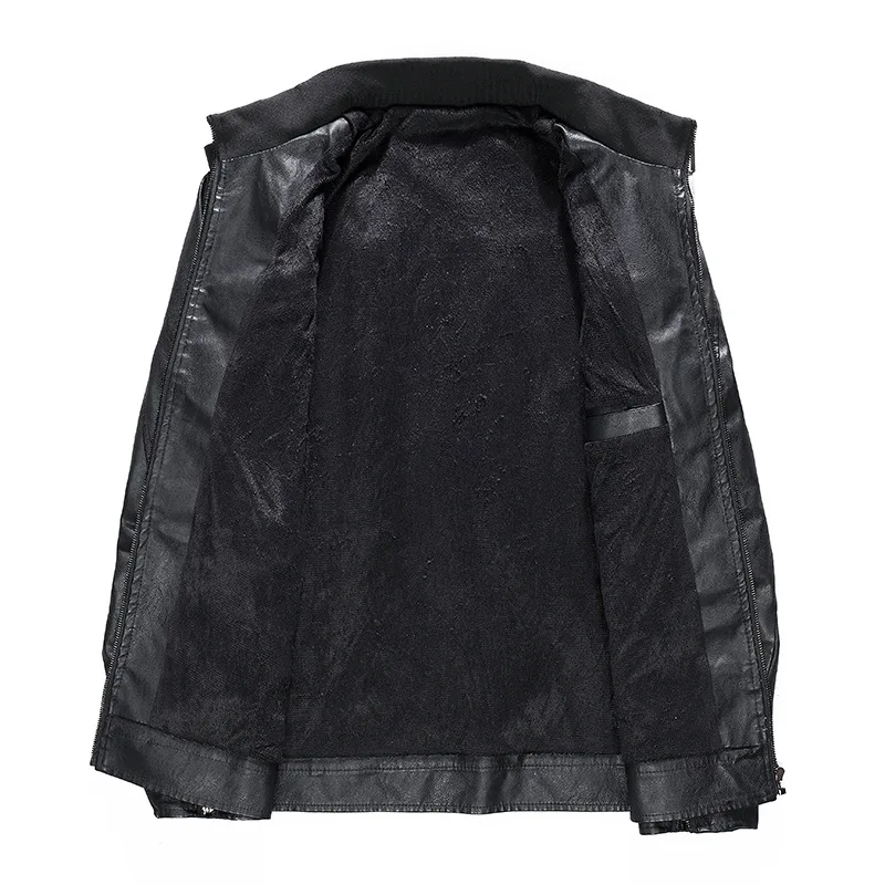 Men Leather Jackets Winter Casual Plus Velvet Thick Coat