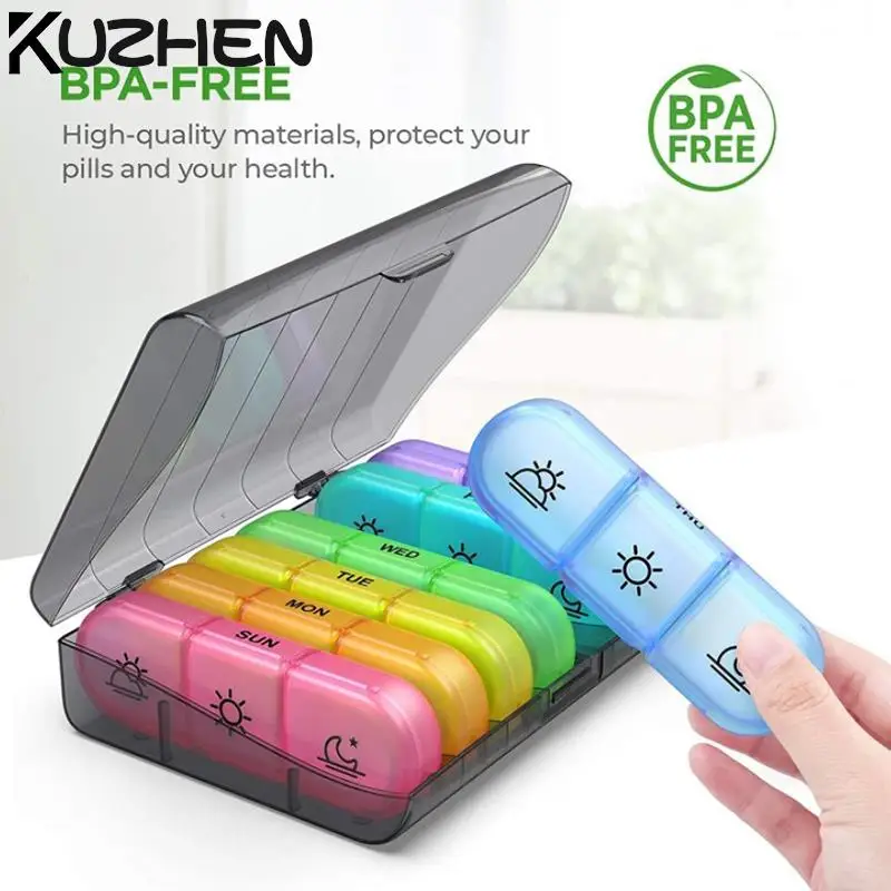 

Portable Travel With Large Compartment Vitamins 7 Days Organizer 21 Grids 3 Times One Day Medicine Case Pill Box Storage Box