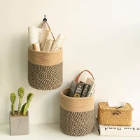 hand woven desktop storage basket cotton rope storage sundries like keys snacks fabric organizer box rattan basket