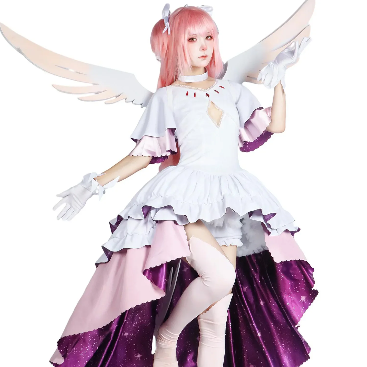 Kaname Madoka Cosplay Costume Anime Puella Magi Magica Goddess Outfits Wig Shoes Halloween Carnival Role Play Dress Women