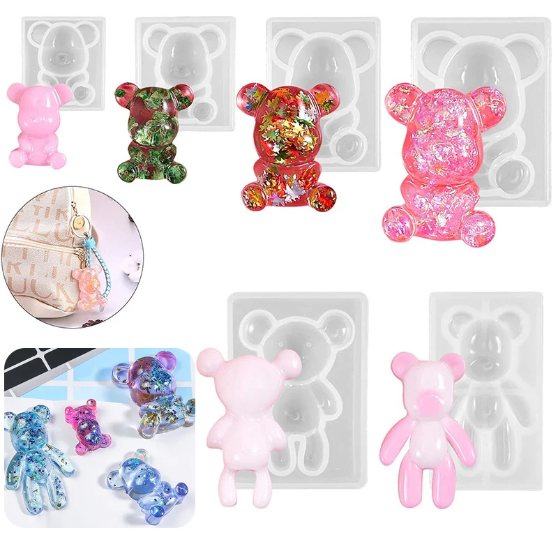 

3D Bear Resin Mold Silicone Animal Bear Pendant Jewelry Epoxy Resin Casting Molds for DIY Candy Fondant Cake Craft Decoration