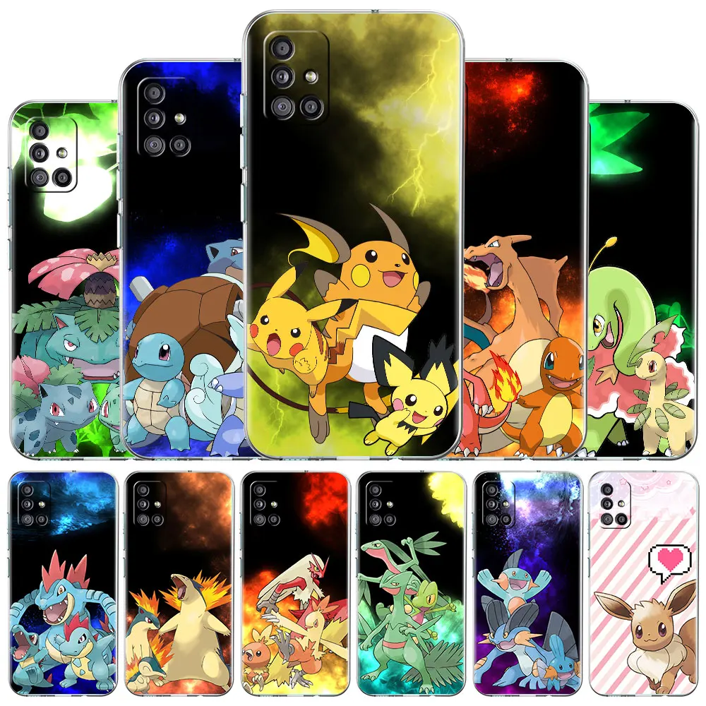 

Clear Case For Samsung Galaxy A52 A12 A51 A32 A21s A71 A32 A22 50 A70 A31 A72 5G Phone Cover Pokemon Cute Pikachu