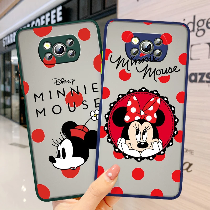 

Cartoon Minnie Mouse For Xiaomi Poco M3 X3 NFC GT Mi 11 10 10S 10T 9 8 Ultra Lite Pro Frosted Translucent Phone Case Coque