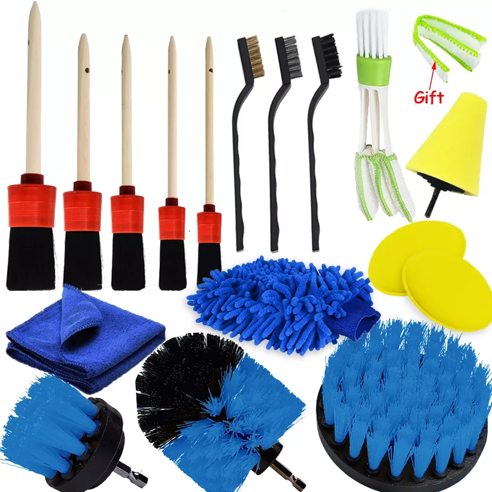 

Brush Set Power Scrubber Drill Brushes Set Nylon Brushes Sponge Buffing Pads For Air Vents Rim Dirt Dust Cleaning