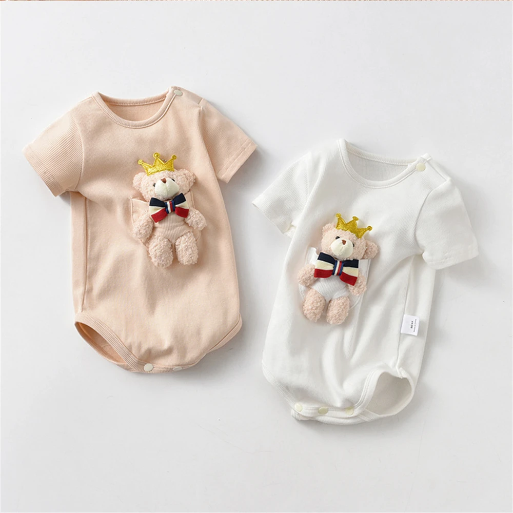 

Baby Fart Clothes Korean Version Summer Baby Super Cute Clothes 8246 Newborn Clothes Bear Crown Crawling Clothes Evening Dresses