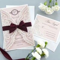50 pieceslot lace flower muslim white wedding invitation card customize print bridal shower invitations with reply card ic141