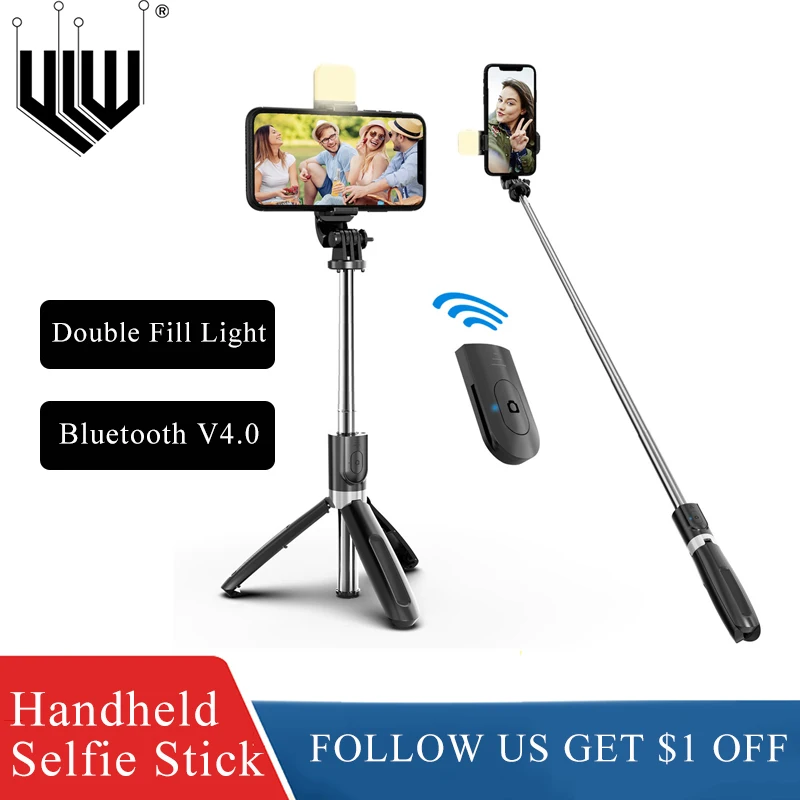 

Retractable Bluetooth Selfie Stick Phone Stand Holder With Fill Light Tripod Wireless Remote Shutter For Live Video Streaming