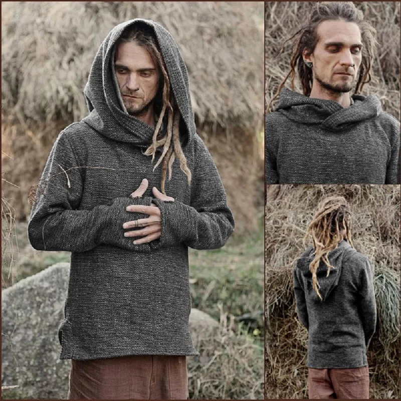 

Новинка мужской средневековый теплый свитер с длинным рукавом Толстовка винтажная Толстовка для мужчин