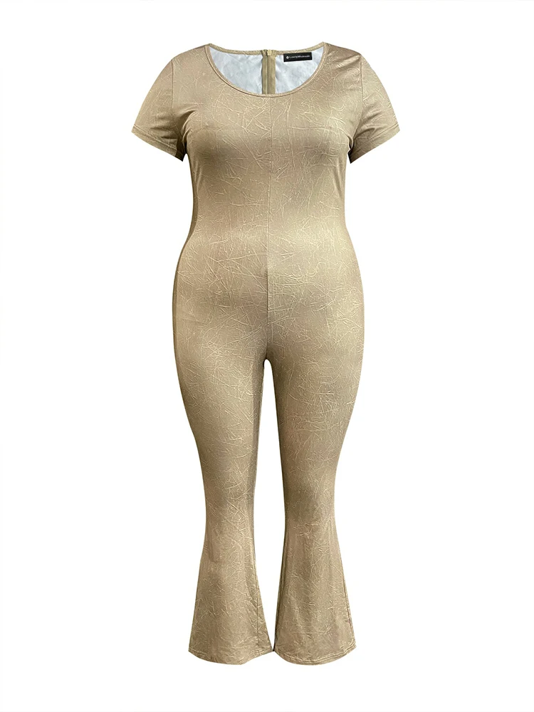 LW Большие размеры Расклешенные комбинезоны для женщин Осенний повседневный