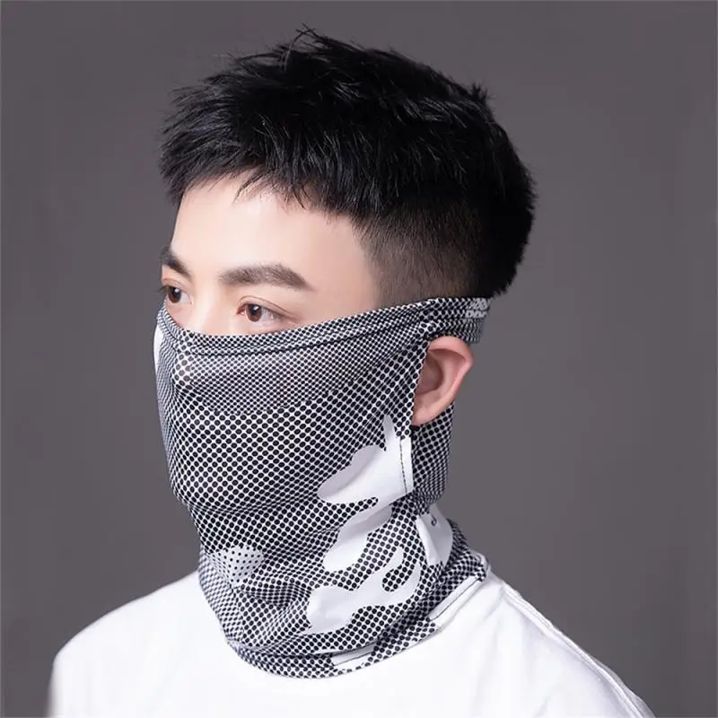 

Быстросохнущая маска из натурального ледяного шелка, Солнцезащитная маска для лица, освежающая и Освежающая Мужская дышащая велосипедная ледяная маска
