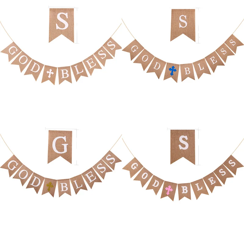 Бумага Для Крещения God Bless Баннер Мальчиков И Девочек Украшение Первого Причастия