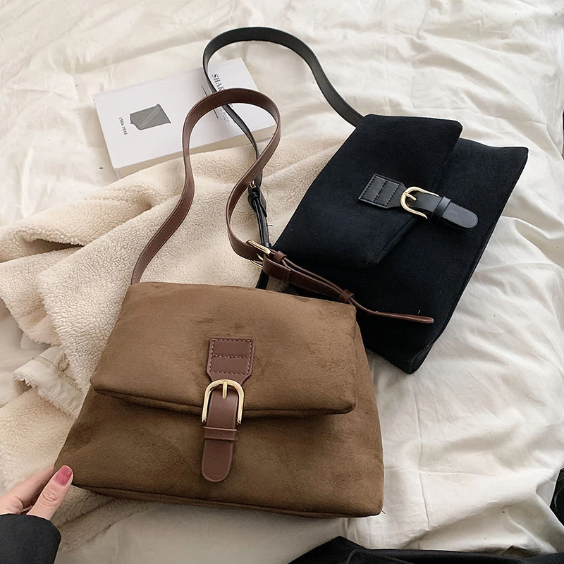 Vintage Women's Commute Totes Bag High Quality Suede PU Leather Shoulder Messenger Bags 2023 Simple Female Travel Handbags Brand