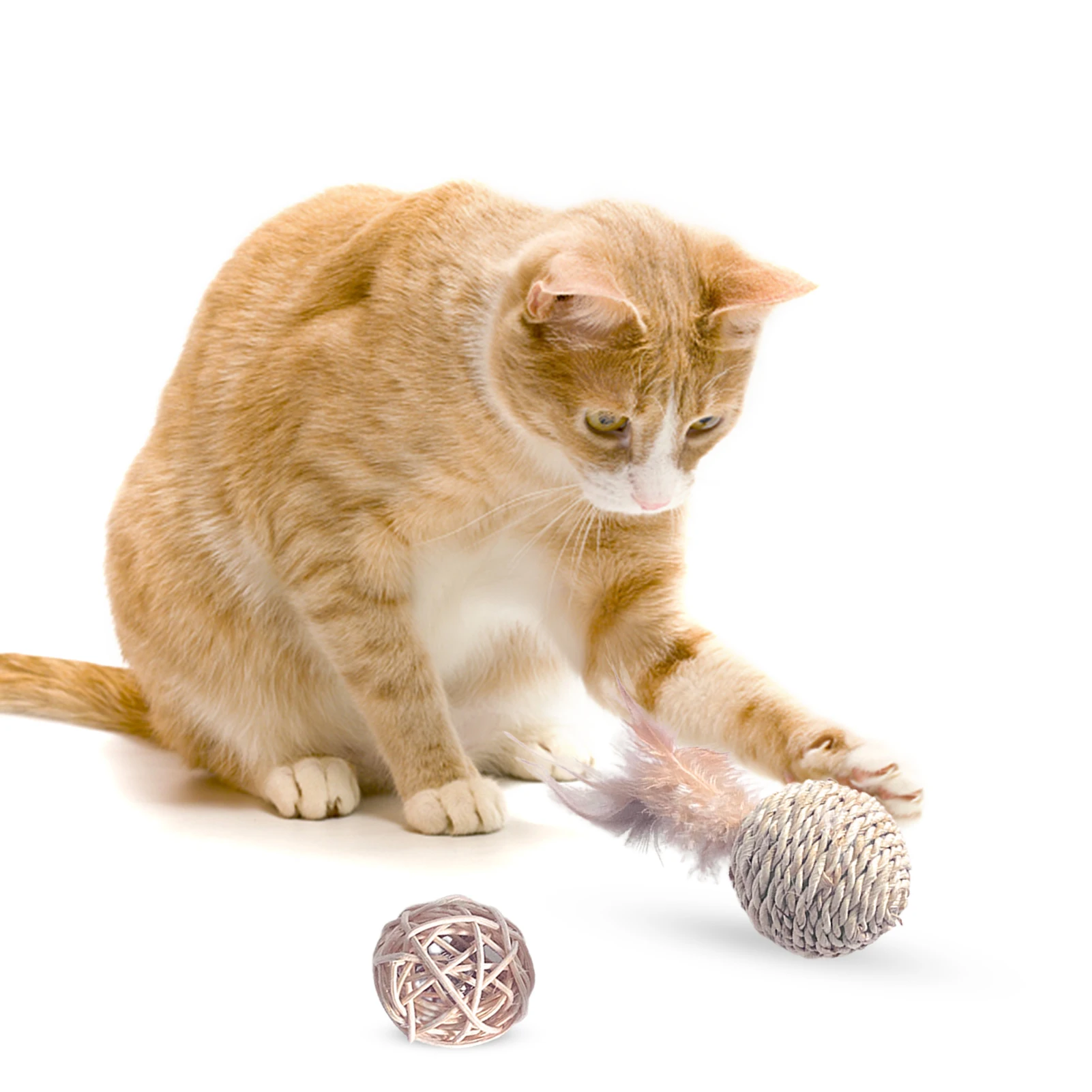 

Шарик с перьями для кошек, игрушка-тизер, интерактивный Забавный мяч с перьями для домашних животных, товары для котят, кошек, собак