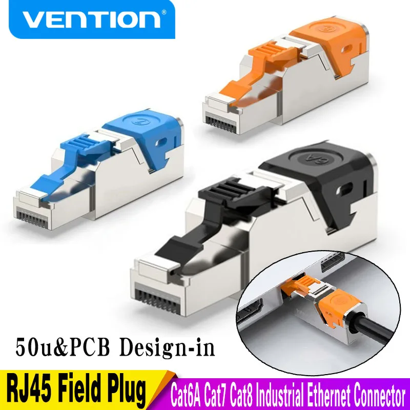 

Cat6 Cat6A Cat7 Cat8 Industrial Ethernet Connector RJ45 Shielded Field Plug Tool Free Easy Metal Die-Cast Termination Conector