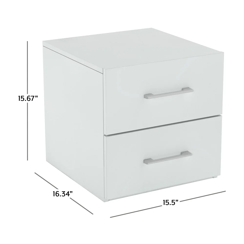 Lundy Low Profile Nightstand with USB, White 2