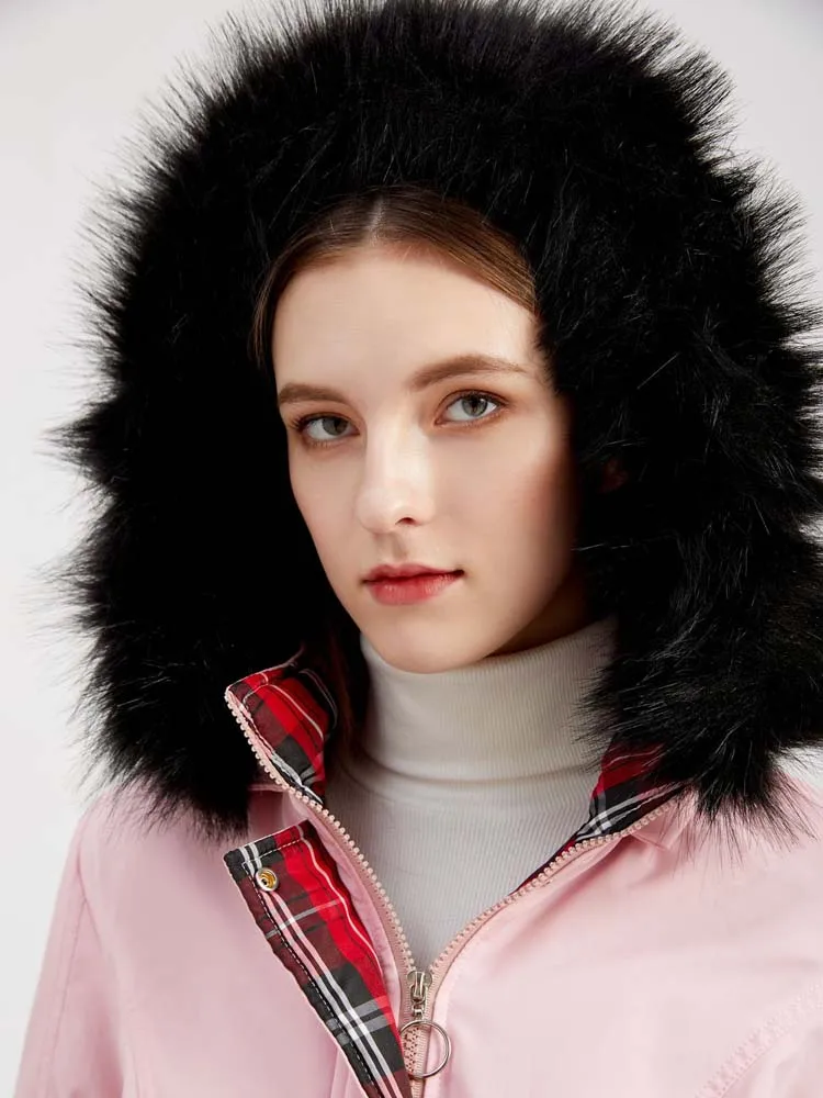 Winter Womens Parkas Cotton-Padded Coats Female Mid-Length Plus Velvet Big Fur Collar Puffer Jacket Thick Warm Parka Jackets
