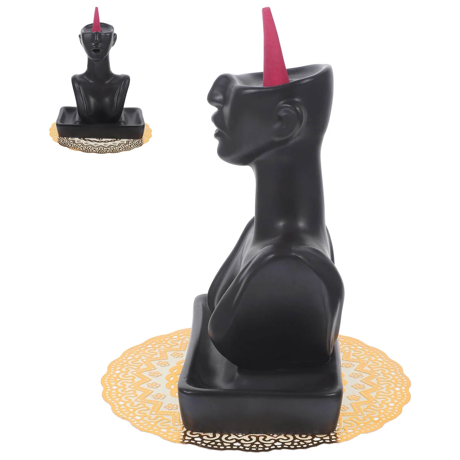 

1 Set Burner Cone Holder Stand Women Figurine Table Censer for Meditation Yoga