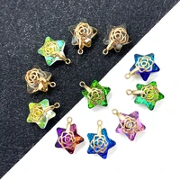 5 pcsbag natural stone crystal necklace pendant star inlaid jewelry 11x11 mm diy hand made accessories ladies charm gifts