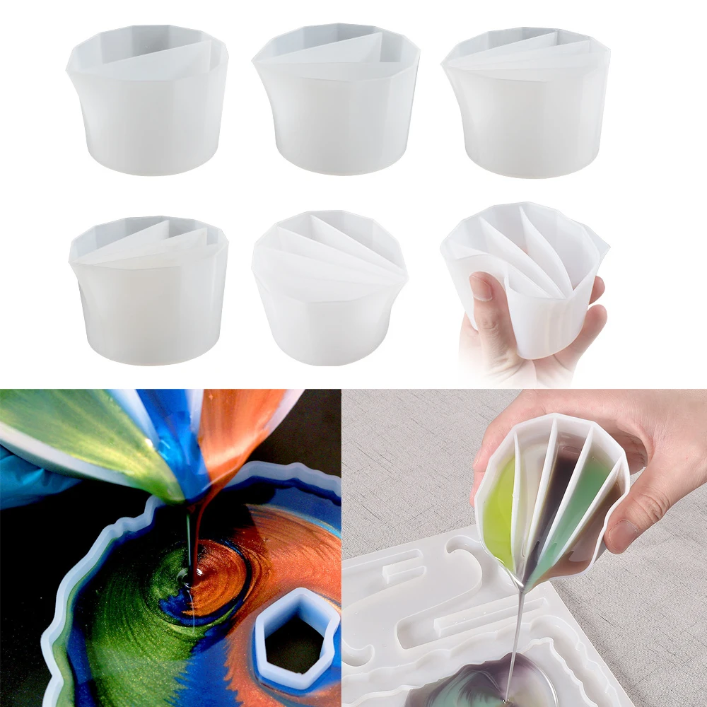 

2022 New Arrivals Silicone Split Dividers Cups For Paints Epoxy Resin Mixing Eliquid Mold Novelty Jewelry Making Accessory Tools