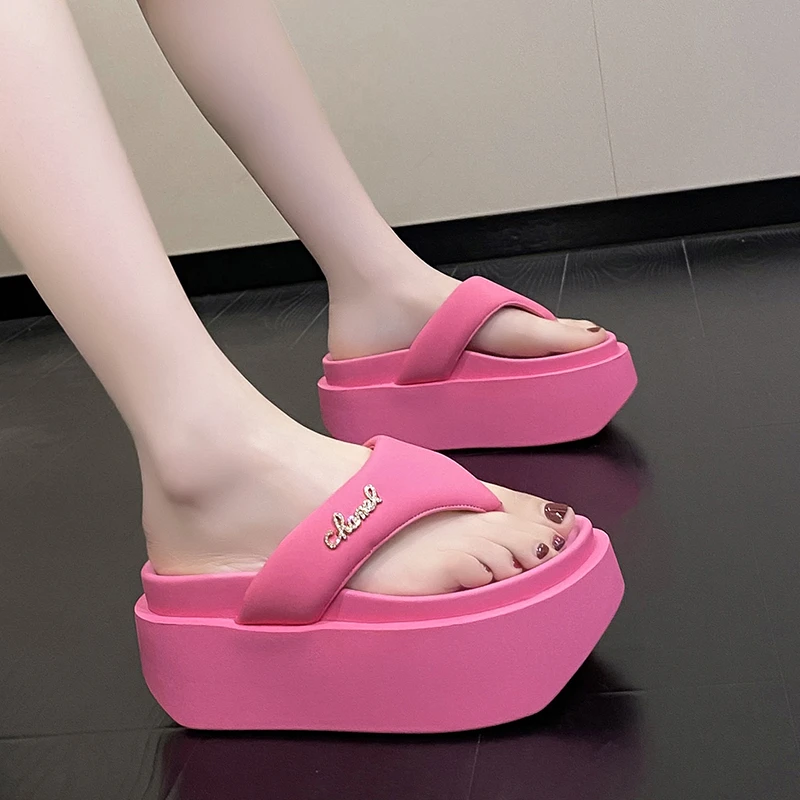 

2023 Wedge Slides Sandals Women Casual Outdoor Slippers Female Summer Clip Toe Beach Slippers Walking Chunky Shoes for Woman
