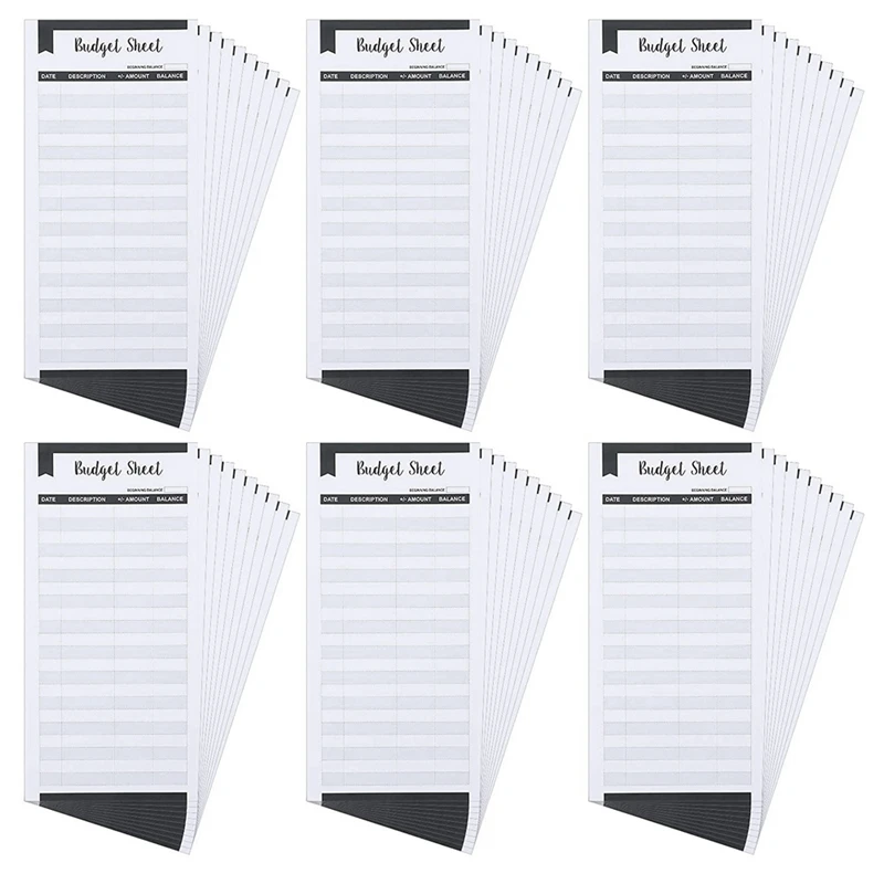 

60 Pcs Black Expense Tracking Form Expense Tracker Form Envelope Budget Binder For Personal And Commercial Use