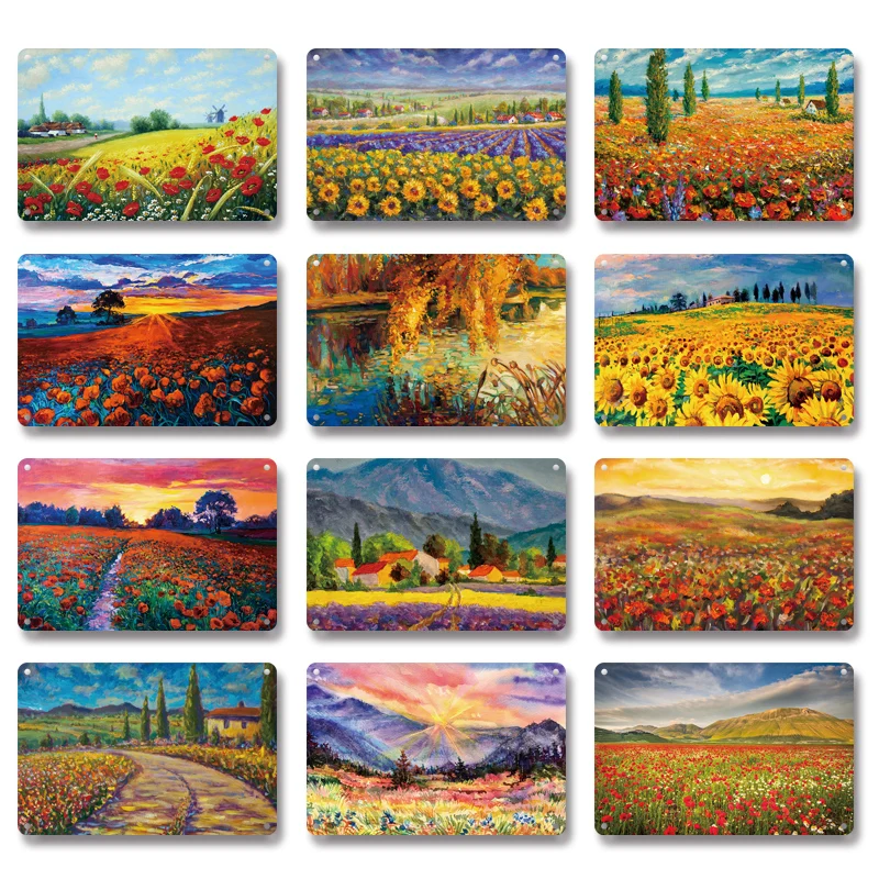 

Wonderful Flowers Metal Plates Tin Wall Decor Home Craft Decor Scene of Flowers Metal Wall Plates