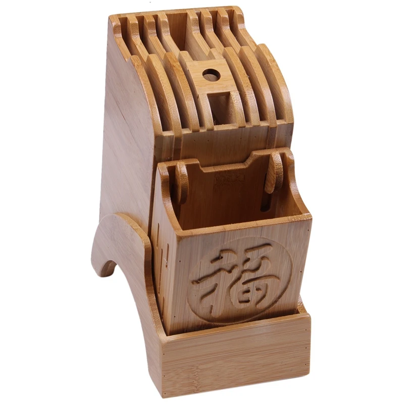 

Kitchen Bamboo Knife Holder Chopsticks Storage Shelf Storage Rack Tool Holder Bamboo Knife Block Stand Kitchen Accessories