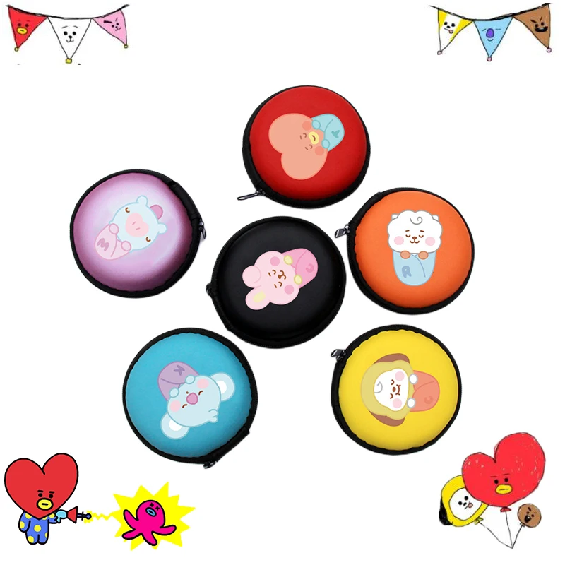 

Мини-кошелек Bt21 Kpop для монет, персонаж аниме, Rj Mang Chimmy Girls, Портативная сумка для наушников, милый детский держатель для ключей, органайзер, подарки