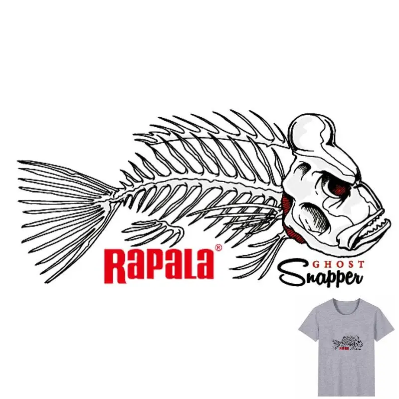 Модные термонаклейки с изображением рыбьей кости для самостоятельного нанесения тепла на одежду футболку термотрансферные наклейки Декоративный принт 17x8 см