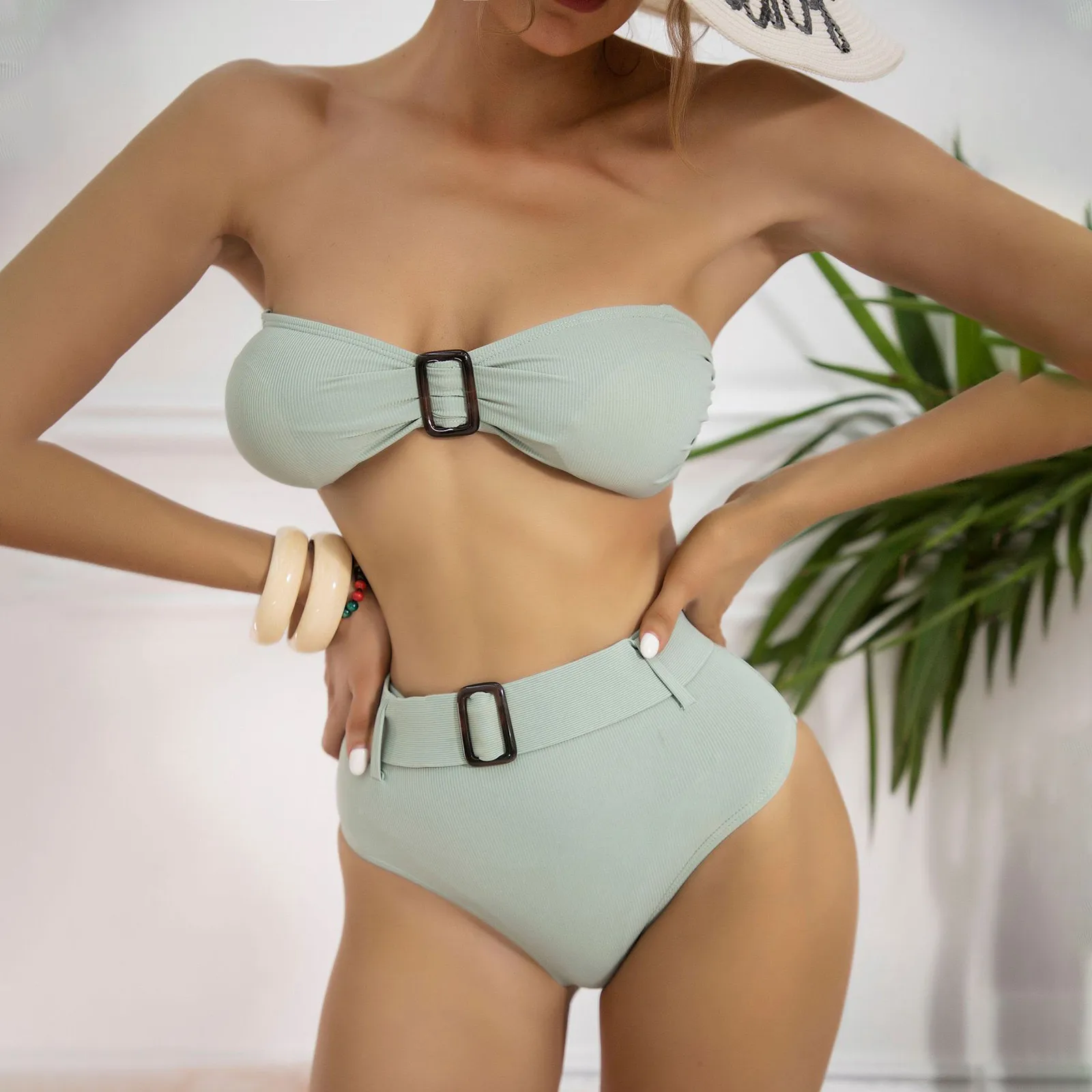 Сексуальный комплект бикини с разрезом из двух предметов купальный костюм без