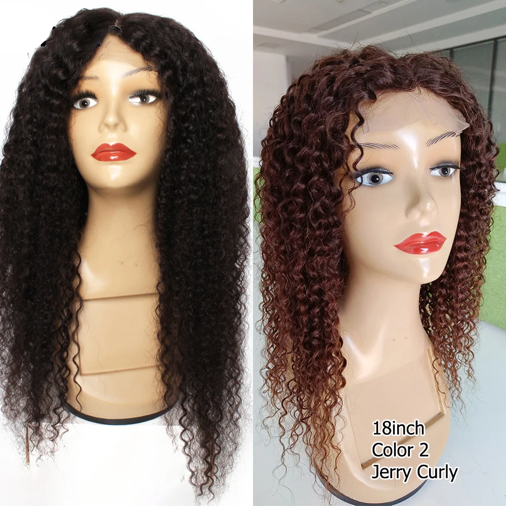 

Color 2 Jerry Curly 4x1 Lace Wig Middle Part Natural Black Color Ombre Honey Blonde Indian Human Hair With Natural Hairline Remy