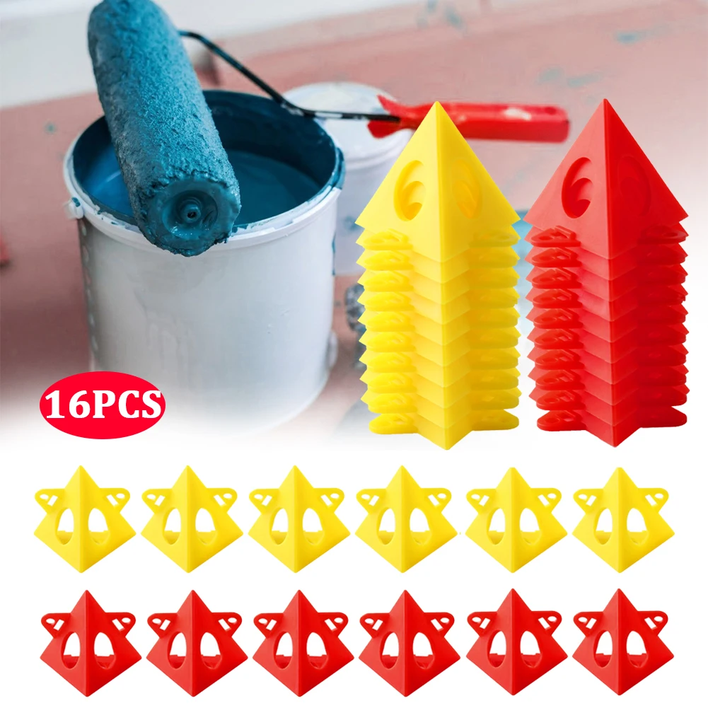 

10/16pcs Mini Paint Stands Tool Triangle Paint Pads Plastic Pyramid Stand Feet for Woodworking Carpenter Woodworking Accessories