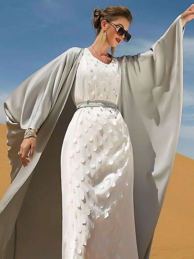 Ramadan Eid Mubarak Open Kimono Abaya Dubai Muslim Sets Long Dress Kaftan Islam Abayas For Women Robe Ensemble Femme Musulmane