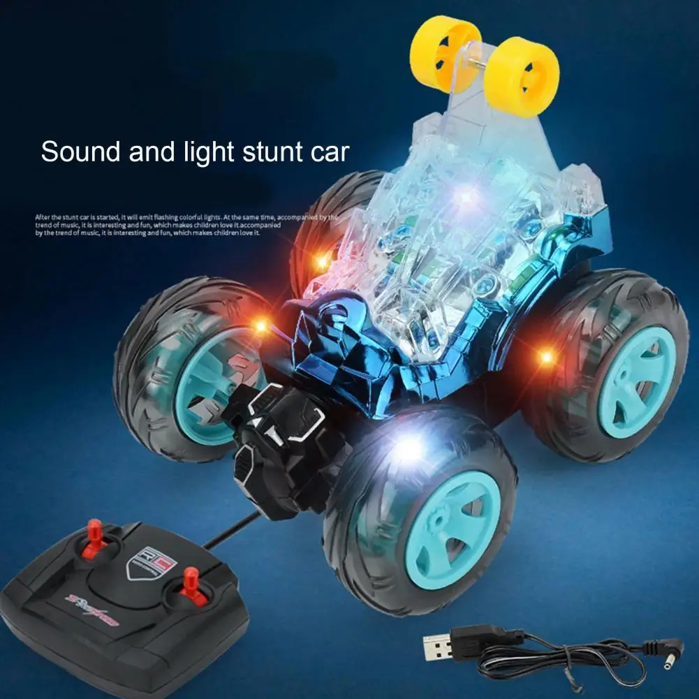 

4 Channel Remote Control Stunt Car USB RC Car Toy with Flashing LED Lights Sound 360° Tumbling Big Car Toy for Kids Boys Girls