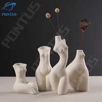 Ceramic Vase Body Art Statue Modern Home Decor Indoor Sculpture Figurines Desk Accessories Handmade Flower Pot Office Room Decor