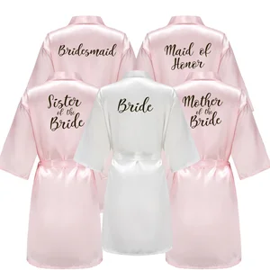 Pink Kimono Satin Women Bathrobe Wedding Sister Mother of the Bride Groom Bridesmaid Robes SP003