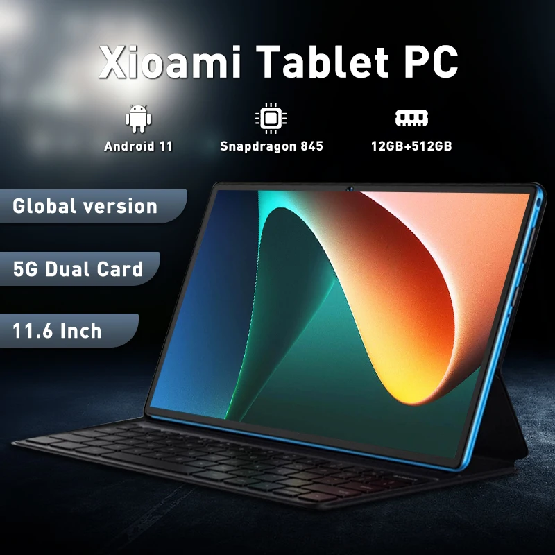 

New Original HD 4K Screen Global Tablet Snapdragon 845 Android 11.0 12GB RAM 512GB ROM Tablette PC 5G Dual SIM Card Or WIFI GPS