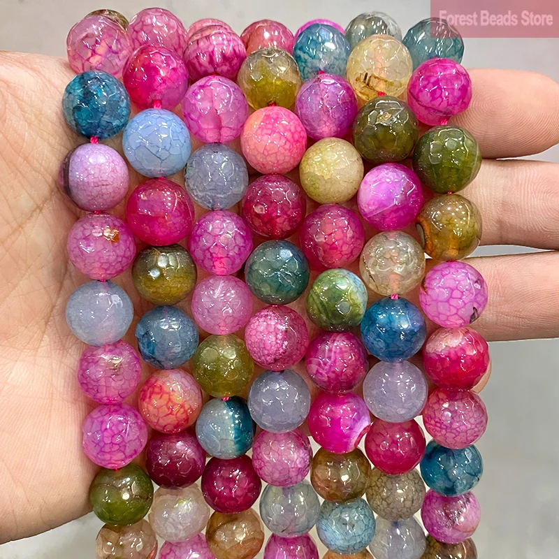 

Faceted Natural Tourmaline Dream Fire Dragon Veins Agates Round Loose Beads for Jewelry Making Diy Bracelet 15'' Strand 12mm