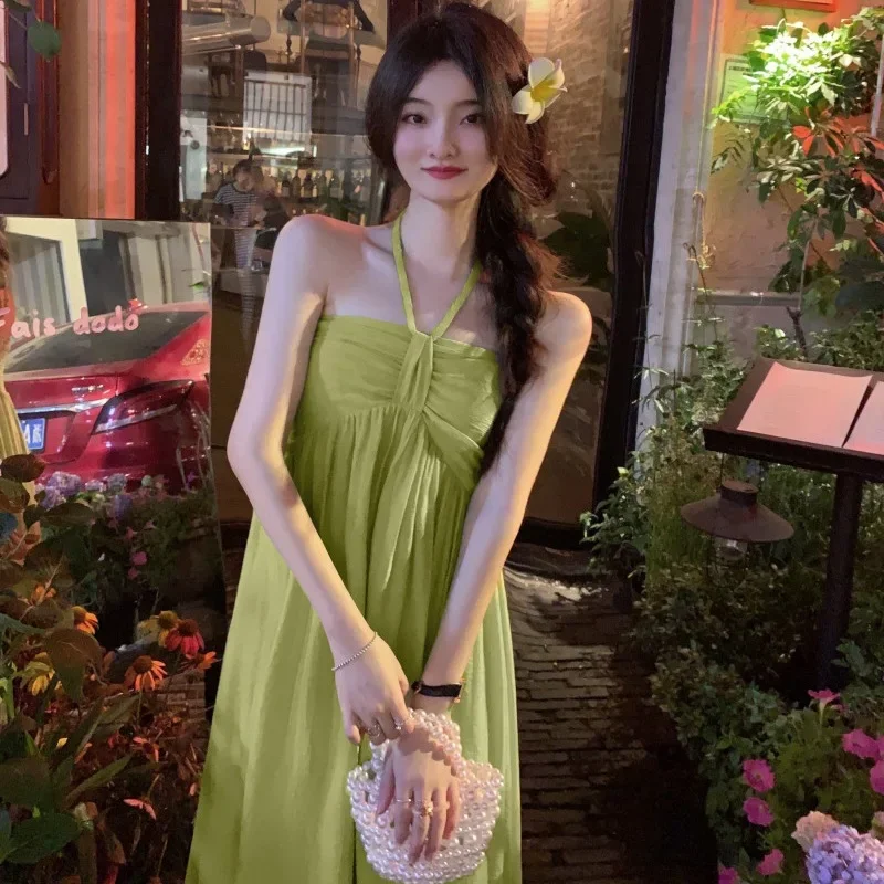 Элегантное Длинное платье во французском стиле Пляжное Платье для отпуска с