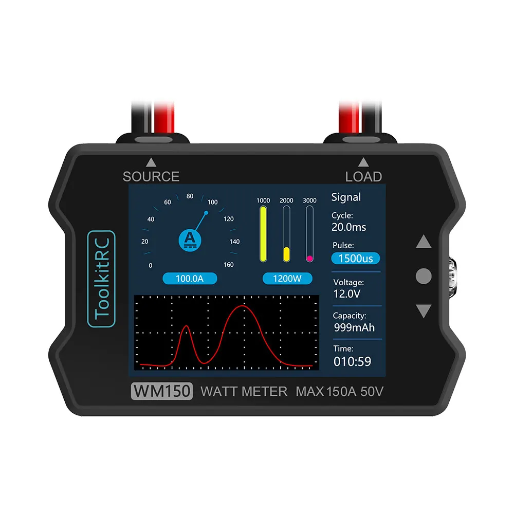 ToolkitRC WM150 1-50 В 150 А Ваттметр Анализатор мощности ЖК-дисплей Тестер напряжения и