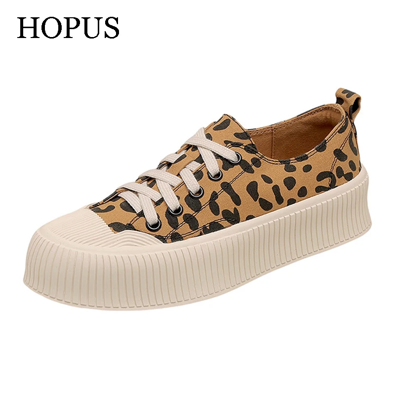 

HOPUS Women's Shoes Fashion High Quality Leopard New Women's Summer Shoes Casual Platform Sneakers Breathable Soft Canvas Shoes