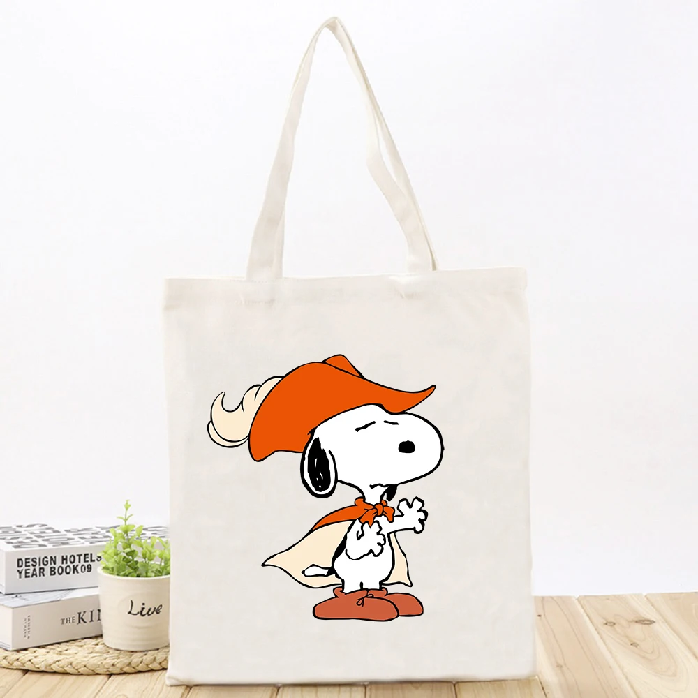 

Универсальная Холщовая Сумка Snoopy для женщин, модная повседневная вместительная дамская сумочка на плечо, однотонные студенческие мессендж...