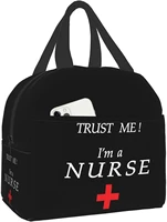 trust me im a nurse black insulated lunch bag for women men reusable lunch box lunch container tote bag for office work school