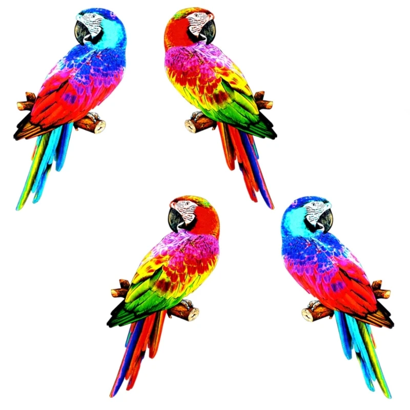 

4pcs Metal Parrot Wall Art Ornaments Handmade Bird Wall Decorations for Garden