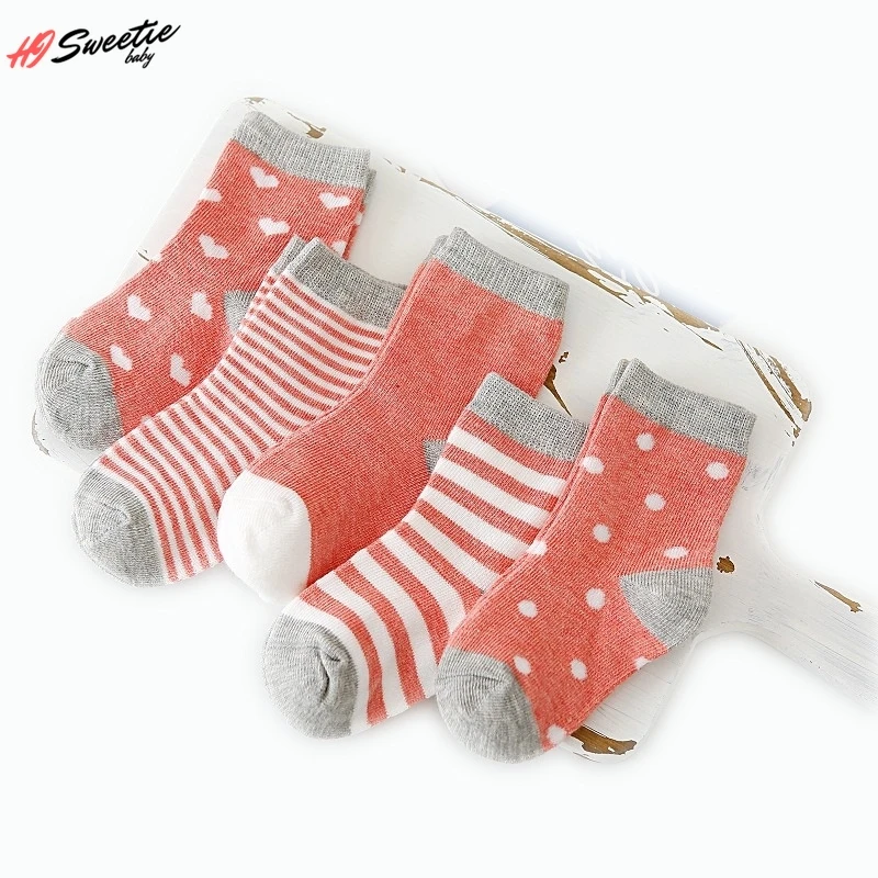 5Pairs Baby Socks Newborn Baby Boy Socks 0-1-3-7Y Kids Pure Cotton Animal Design Fadeless Soft Children's Socks for Girls