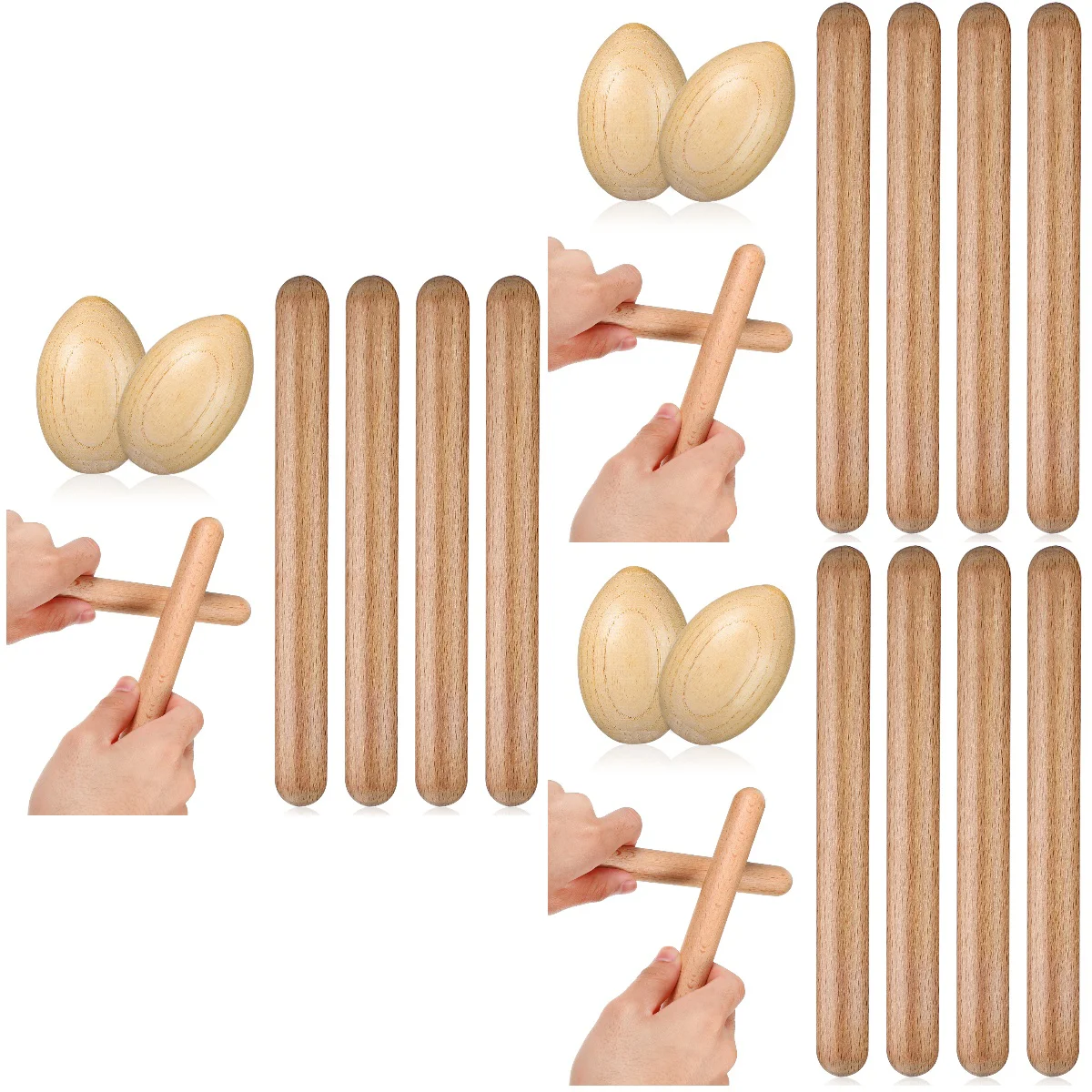 

3 Sets of Kids Musical Percussion Instrument Set Sticks and Egg Shakers