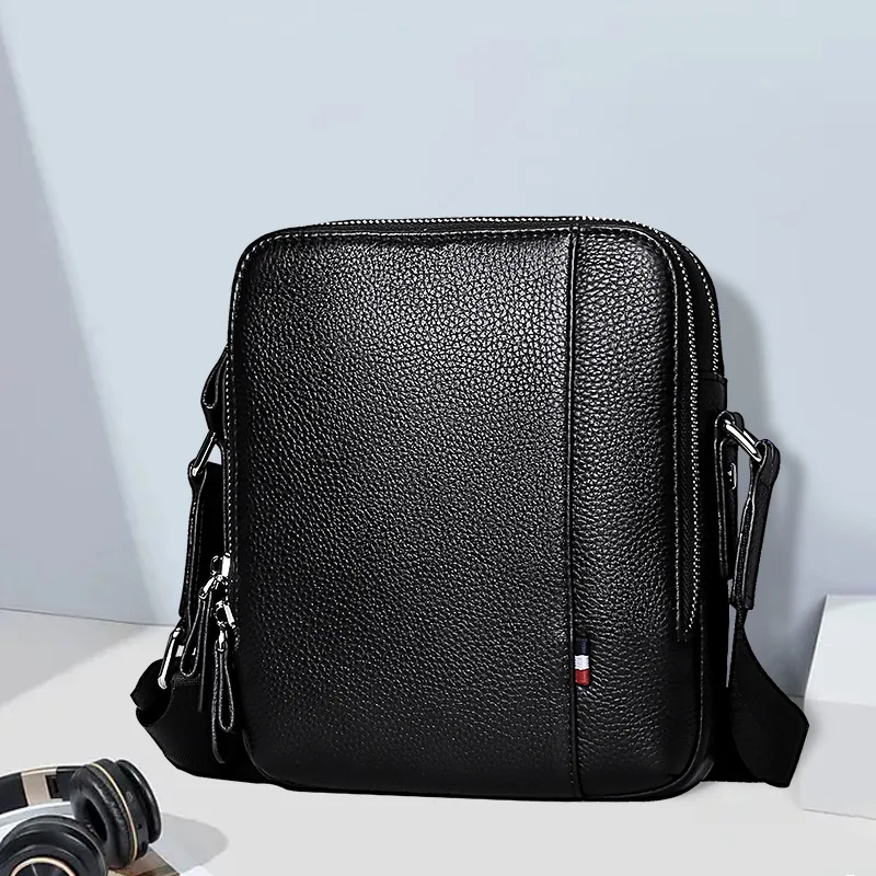 Men's Bag Large Capacity Single Shoulder Bag Real Leather Business Crossbody Bags Vertical Cowhide Luxury Designer Bag Messenger