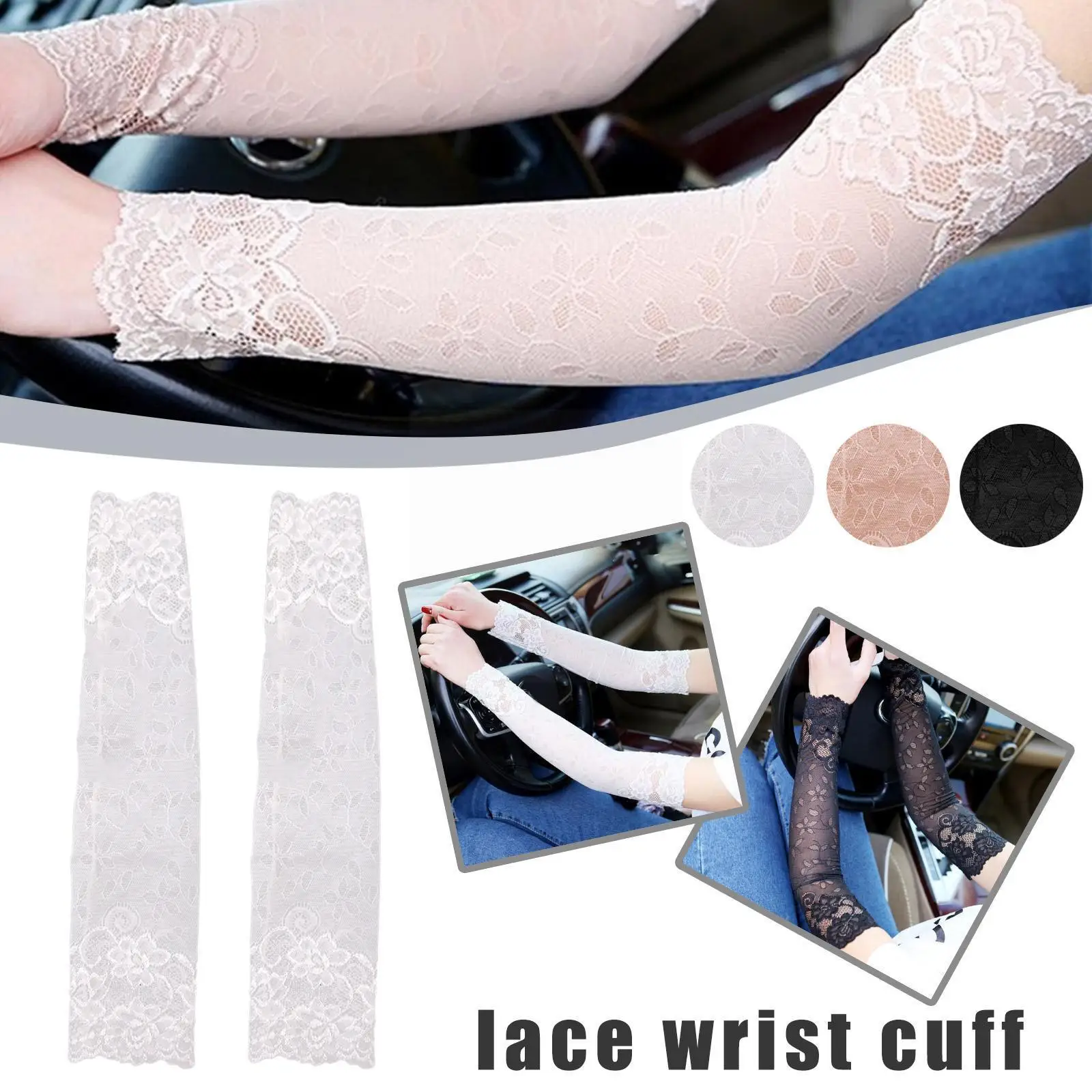 

Lace Arm Sleeves Sun UV Protection Hand Cover Stretchy Sleeve Summer Running Sports Sportswear Cycling Cooling Fishing Outd Q9R5